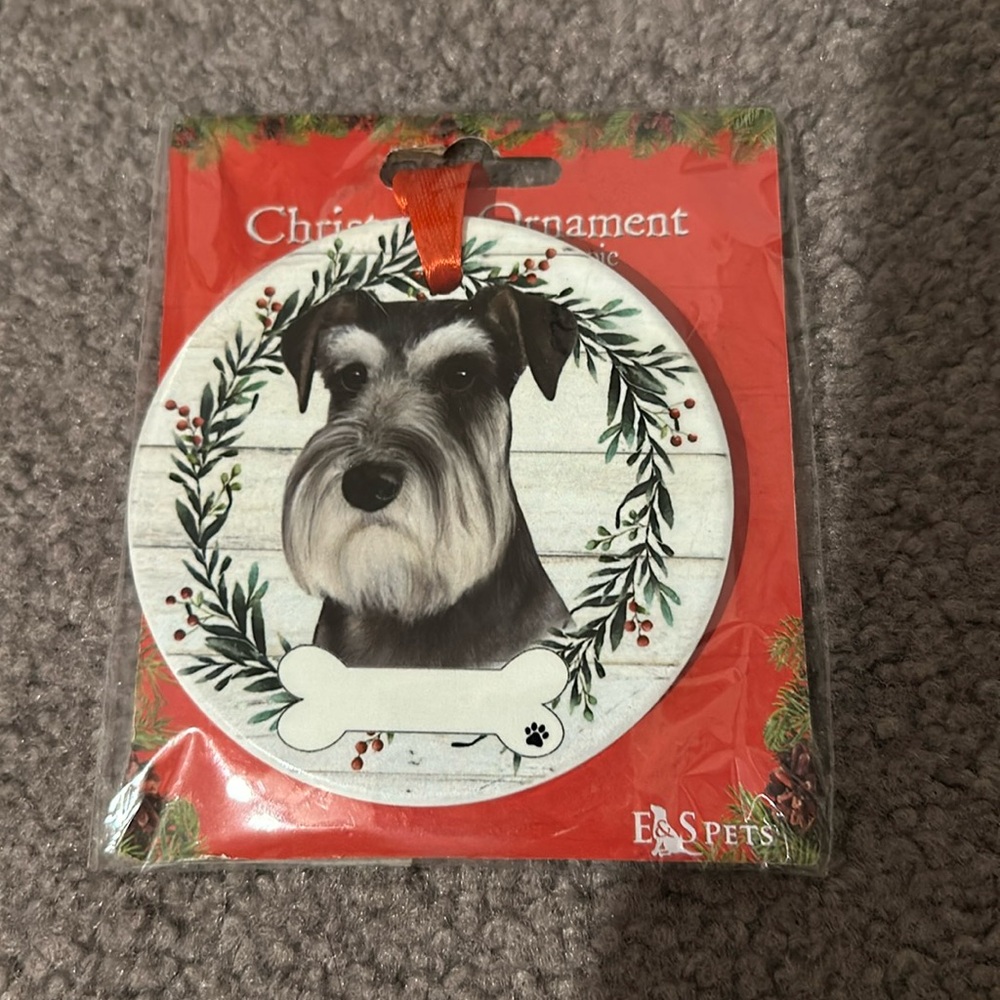 Christmas Dog Ornament Schnauzer NWT
